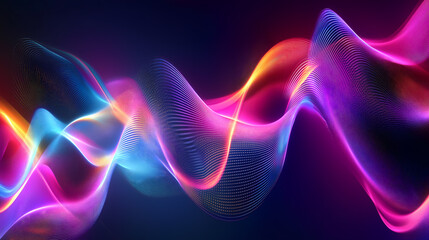 Fototapeta premium Holographic Soundwave – Futuristic Vibrant Digital Waves Background