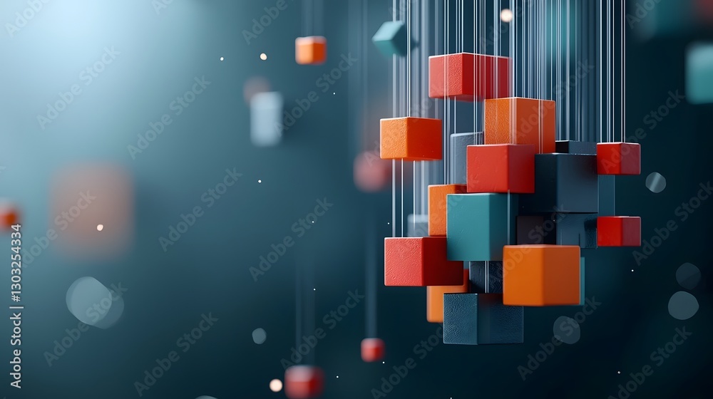 Poster luminous geometric wireframe shapes and dynamic patterns of light and shadow create an abstract futu