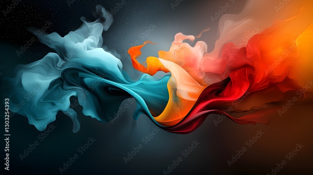 Poster luminous digital backdrop of flowing data streams and geometric shapes futuristic technological inte
