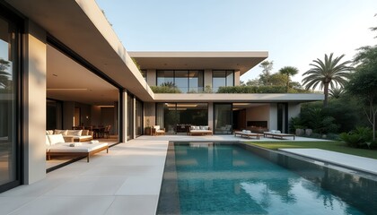 Fototapeta premium luxury_modern_villa_swimming_pool_outdoor_living