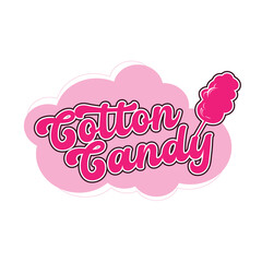 Cotton Candy logo red and white tent with flag creative cotton candy fun pink and red logotype
