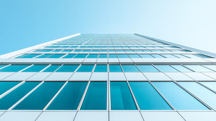 Modern Skyscraper Facade With Light Blue Glass Windows