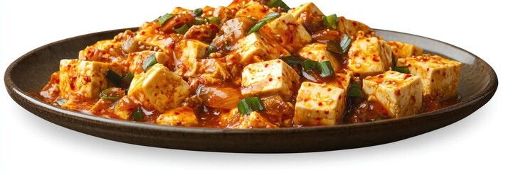 Indian cuisine, spicy chicken curry, paneer cubes, basmati rice, oval brown plate, aromatic dish, colorful food, vibrant orange sauce, restaurant presentation, comfort food, garnished with herbs, stea