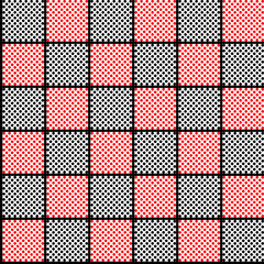 seamless pattern with red and black polka dots useful as a background