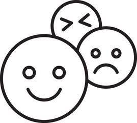 Emotional expressions with smiley faces line icon