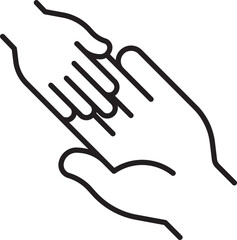 Obraz premium Hands together in a supportive gesture line icon