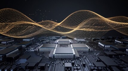 Abstract golden strips and lines illustration, computer science, data technology, big data server, cloud computing wallpaper