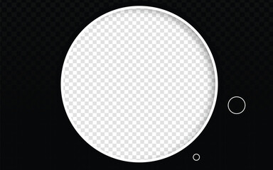 White circle frame vector, transparent center.  Modern, minimalist design.  Clean, geometric shape.  Simple, versatile graphic.  Perfect for photo frames, design elements, and contemporary layouts.