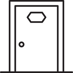 Simple door illustration with a handle. line icon