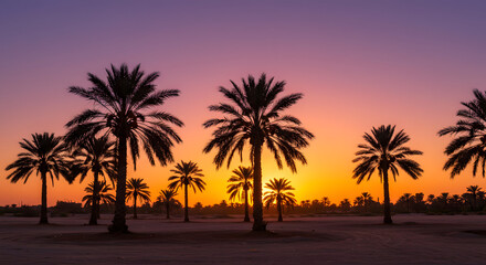 Date Palm Trees at Sunset