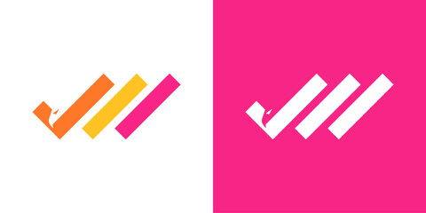 logo design combination of a tick with negative space of a bird