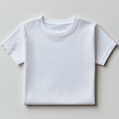 Folded Plain White T-Shirt on Neutral Background