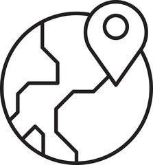 Globe with location pin icon line icon
