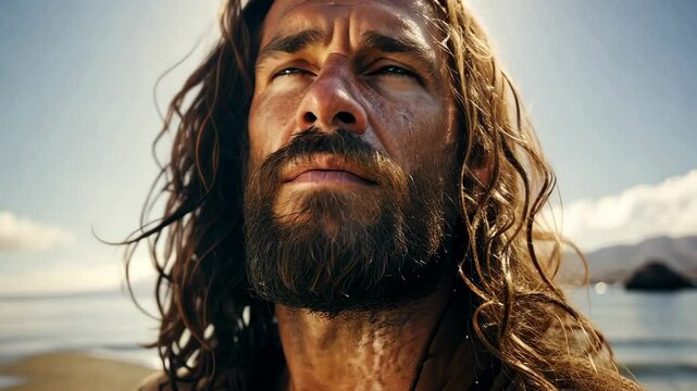 The messenger and precursor of Jesus Christ baptizing in the Jordan River 4K