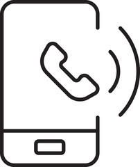 Smartphone with incoming call icon line icon