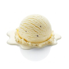  Classic Vanilla Bean Ice Cream Scoop on White Background