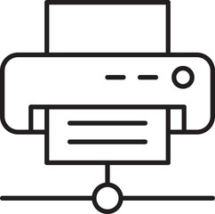 Printer with printed paper emerging line icon