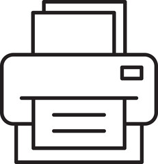 Printer icon with paper output. line icon