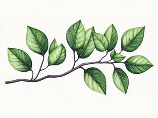 Fototapeta premium A detailed illustration of a green leaf branch showcasing vibrant foliage against a soft background