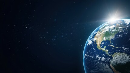 Earth's radiant daylight space ultra hd image cosmic environment aerial view blue planet banner advert