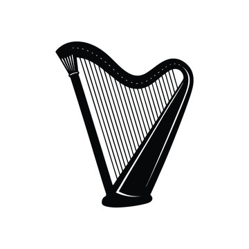 recommend clip art: Harp silhouette isolated on white background
