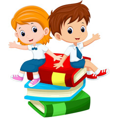  Cute cartoon children playing with colorful blocks, symbolizing early childhood education, teamwork, creativity, playtime, and fun learning experiences.
