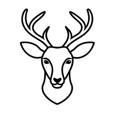 line drawing deer head vector illustration , deer head  black and white line art logo