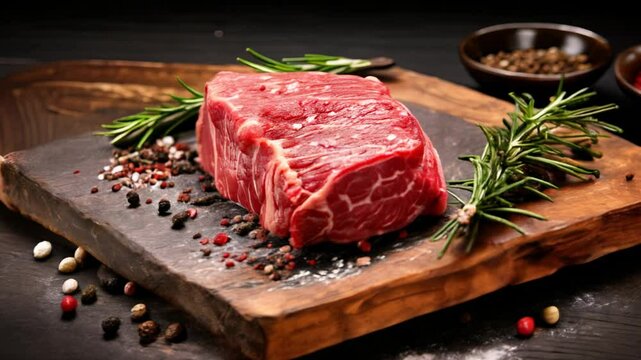 Raw beef steak meet on cutting board