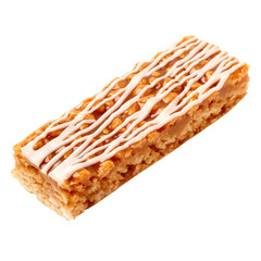 A rectangular oat cereal bar on transparent background