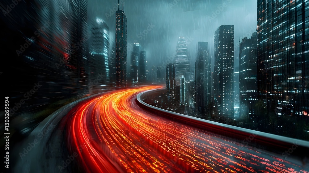 Poster futuristic cybersecurity data flow with intricate encrypted data lines and a holographic display int