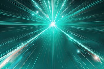 Obraz premium Vibrant Teal Background with Bright Radiant Burst and Luminous Glow