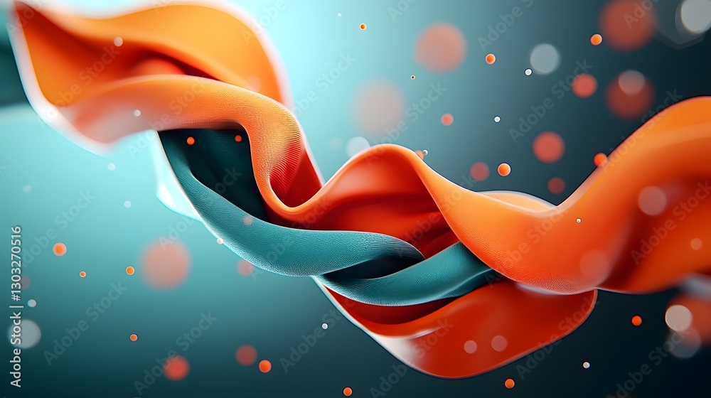 Poster flowing abstract digital background with glowing geometric shapes intricate algorithmic compositions