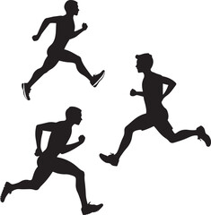Young Athlete Running Symetrical Silhouette Vector
