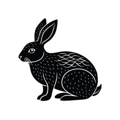 Rabbit Silhouette Vector Art Illustration and Rabbit Minimalist Black Color Design