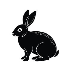 Rabbit Silhouette Vector Art Illustration and Rabbit Minimalist Black Color Design