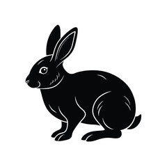 Rabbit Silhouette Vector Art Illustration and Rabbit Minimalist Black Color Design