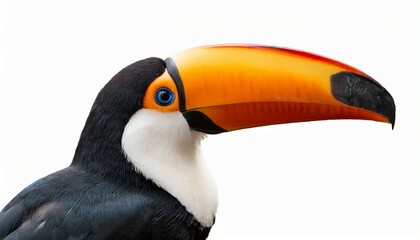Naklejka premium toco toucan close up portrait on a white background