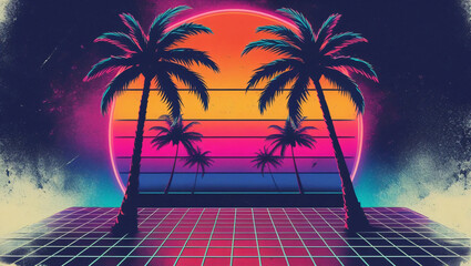 Retro Synthwave Sunset