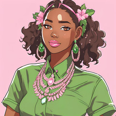 Beautiful African American, Mafia Boss, Don, African American Art, Pretty in Pink, Beautiful Black Woman Art, Anime, Black Anime Character, NPHC Art, Divine 9, Greek Member, Alpha Kappa Alpha Sorority