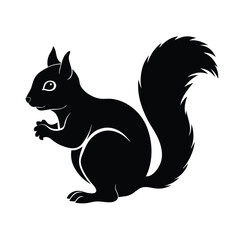 Squirrel Silhouette Vector | Minimalist Black Squirrel Art Illustration
