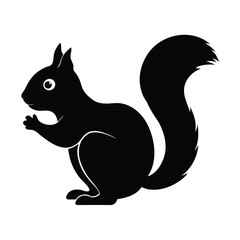 Squirrel Silhouette Vector | Minimalist Black Squirrel Art Illustration