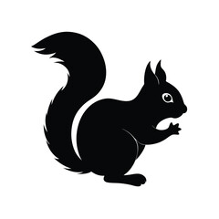 Squirrel Silhouette Vector | Minimalist Black Squirrel Art Illustration