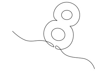 A minimalist, number 8 design  continuous line drawing of the symbol
