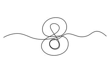 Fototapeta premium A minimalist, number 8 design continuous line drawing of the symbol 