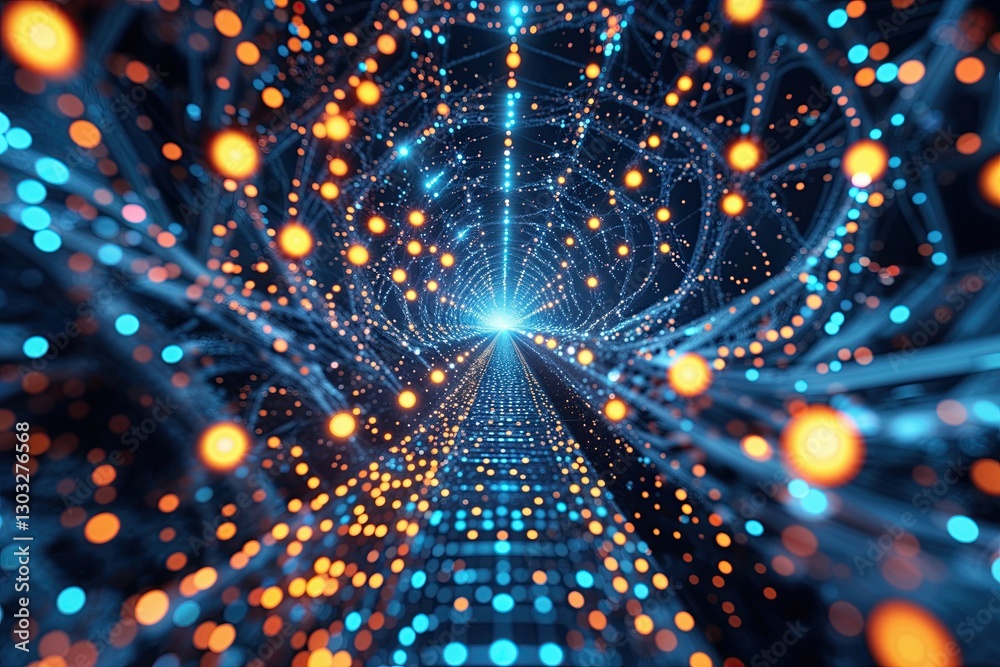 Wall mural elegant abstract technology pattern with glowing particles for digital background