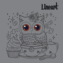 Obraz premium Cute owl line art design