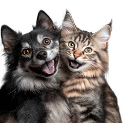 Fototapeta premium Cat and dog isolated on transparent background