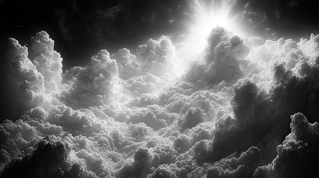 in the beginning god created the heavens and the earth genesis 1 1 god in the clouds black and white image