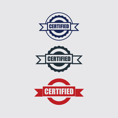Certified rubber stamp set Grunge red black badge with certified text in frame or round Rectangular border Certification or seal icon logo design  illustration and idea