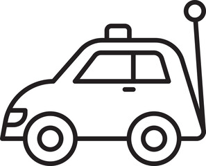 Toy car icon with antenna design line icon